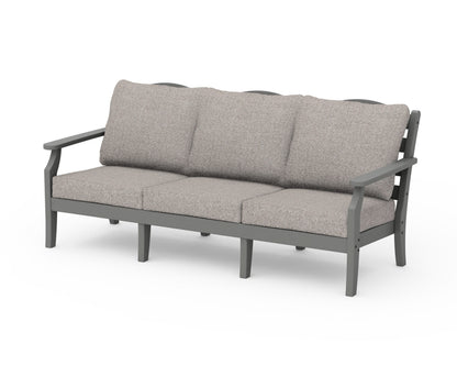 POLYWOOD Savannah Deep Seating Sofa in Slate Grey / Weathered Tweed