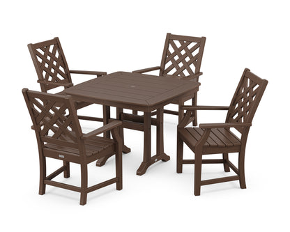 POLYWOOD Wovendale 5-Piece Dining Set with Trestle Legs in Mahogany