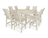 POLYWOOD Modern Curveback Adirondack 9-Piece Farmhouse Trestle Bar Set in Sand