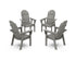 POLYWOOD Vineyard 4-Piece Curveback Upright Adirondack Conversation Set in Slate Grey