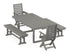 POLYWOOD Captain Folding Chair 5-Piece Dining Set with Benches - 39" x 78" Table in Slate Grey