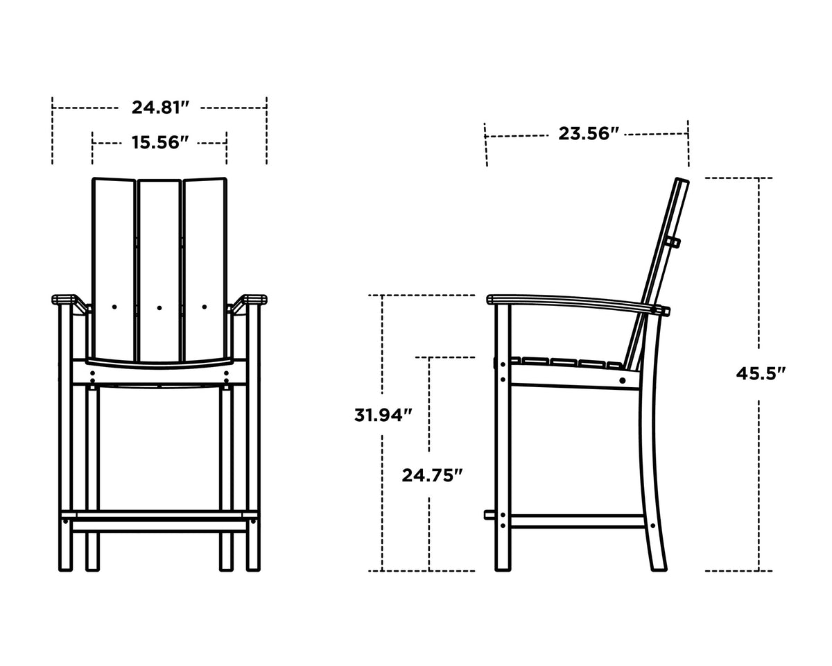POLYWOOD Modern Adirondack Counter Chair dimensions
