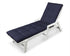 POLYWOOD Nautical Chaise with Arms and Ateeva Luxe Cushion in White / Navy