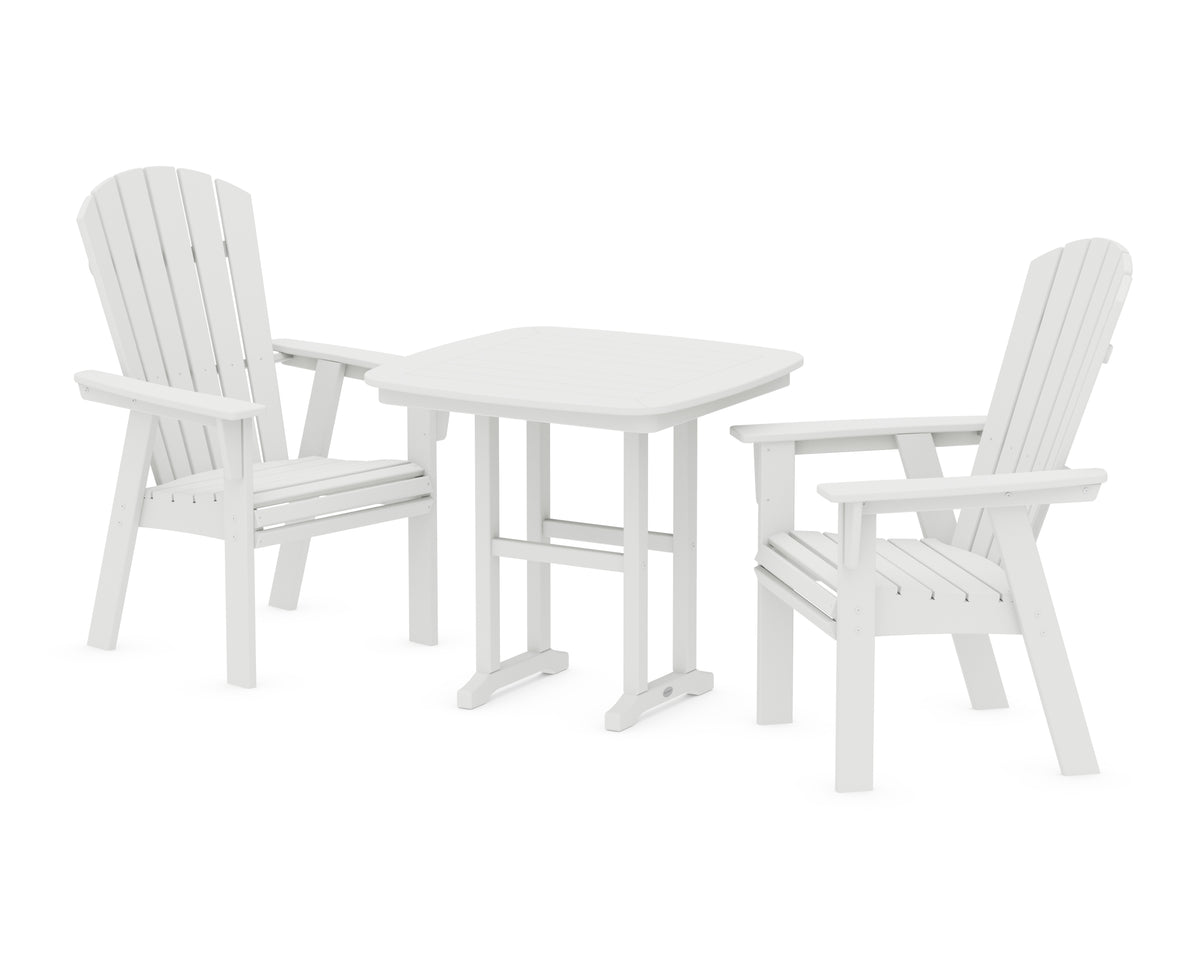 POLYWOOD Nautical Adirondack 3-Piece Dining Set in White