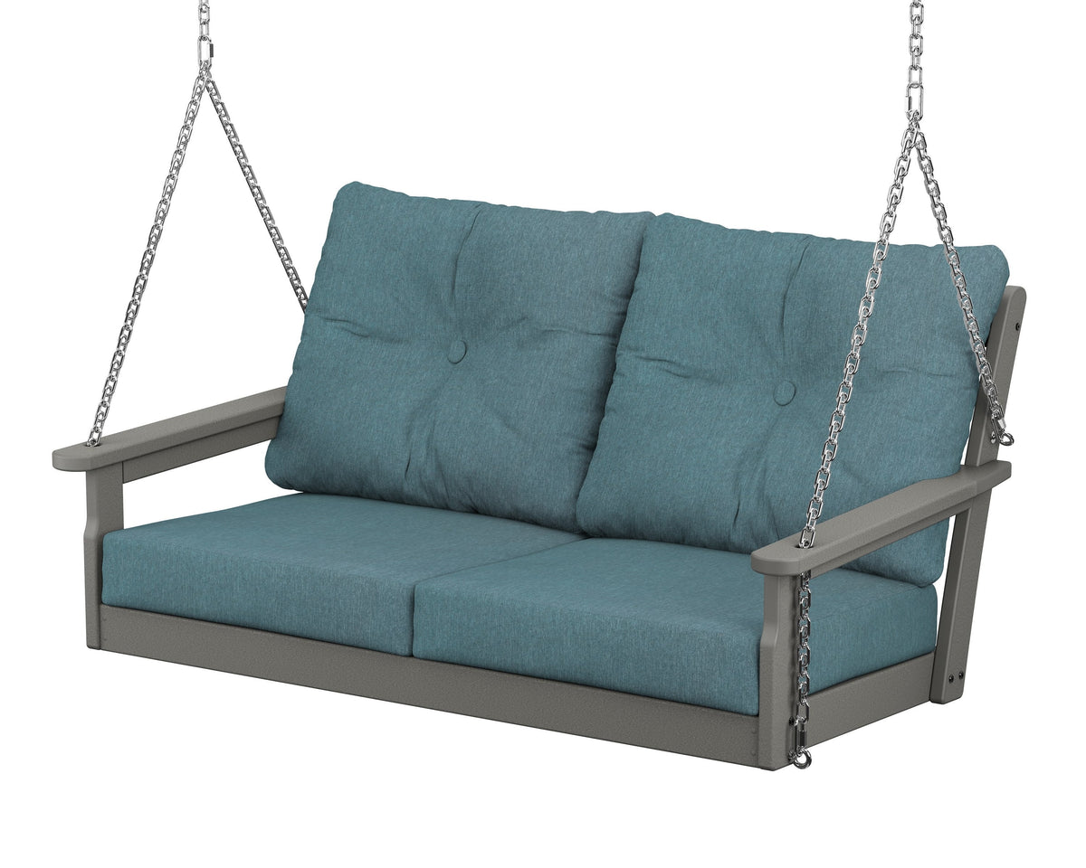 POLYWOOD Vineyard Deep Seating Swing in Slate Grey / Ocean Teal