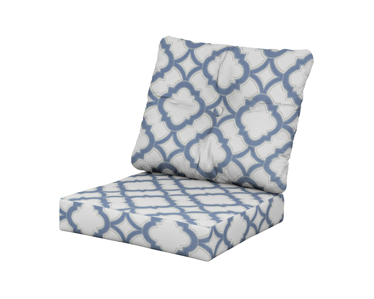 POLYWOOD Vineyard Seat/Back Cushion in Trellis Sky Blue