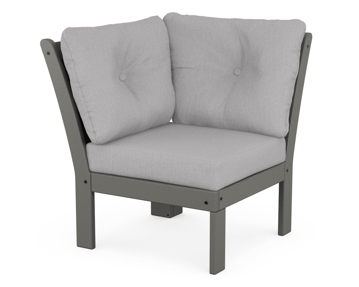 POLYWOOD Vineyard Modular Corner Chair in Slate Grey / Granite