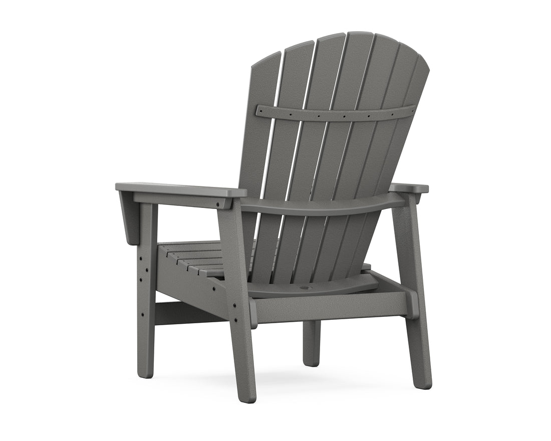 Angled view of the POLYWOOD Nautical Grand Upright Adirondack Chair in Slate Grey