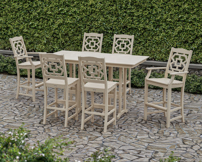 Lifestyle photo of the POLYWOOD Chinoiserie 7-Piece Farmhouse Bar Set