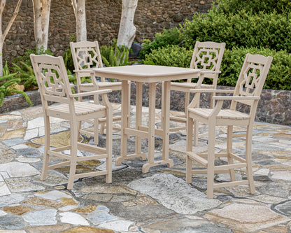 Lifestyle photo of the POLYWOOD Chinoiserie 5-Piece Bar Set