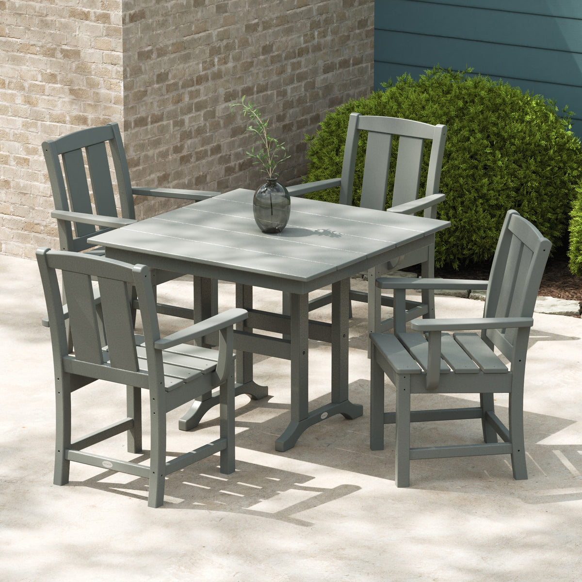 Lifestyle photo of the POLYWOOD Mission 5-Piece Farmhouse Dining Set
