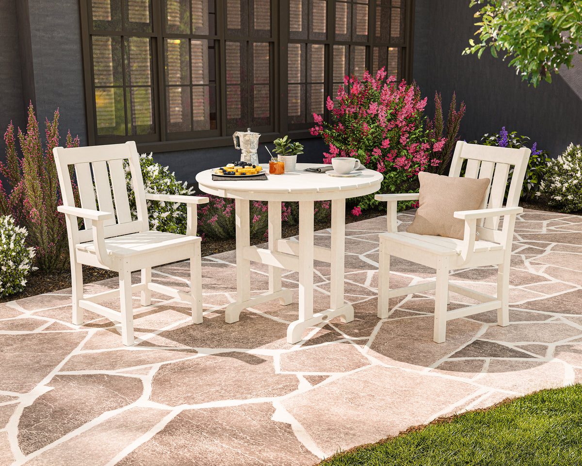 Lifestyle photo of the POLYWOOD Oxford 3-Piece Farmhouse Dining Set