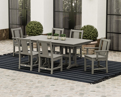 Lifestyle photo of the POLYWOOD Prairie 7-Piece Farmhouse Dining Set