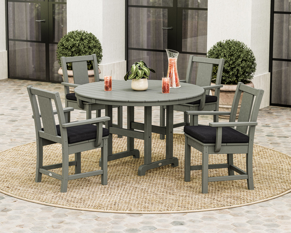 Lifestyle photo of the POLYWOOD Prairie 5-Piece Round Farmhouse Dining Set