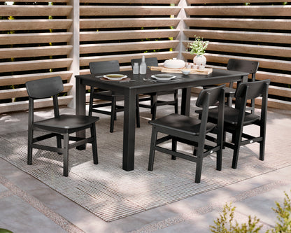 Lifestyle photo of the POLYWOOD Modern Studio Urban Chair 7-Piece Parsons Table Dining Set
