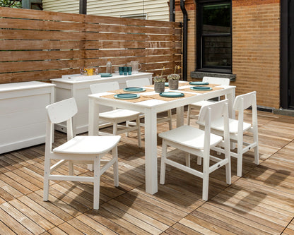 Lifestyle photo of the POLYWOOD Modern Studio Urban Chair 7-Piece Parsons Table Dining Set