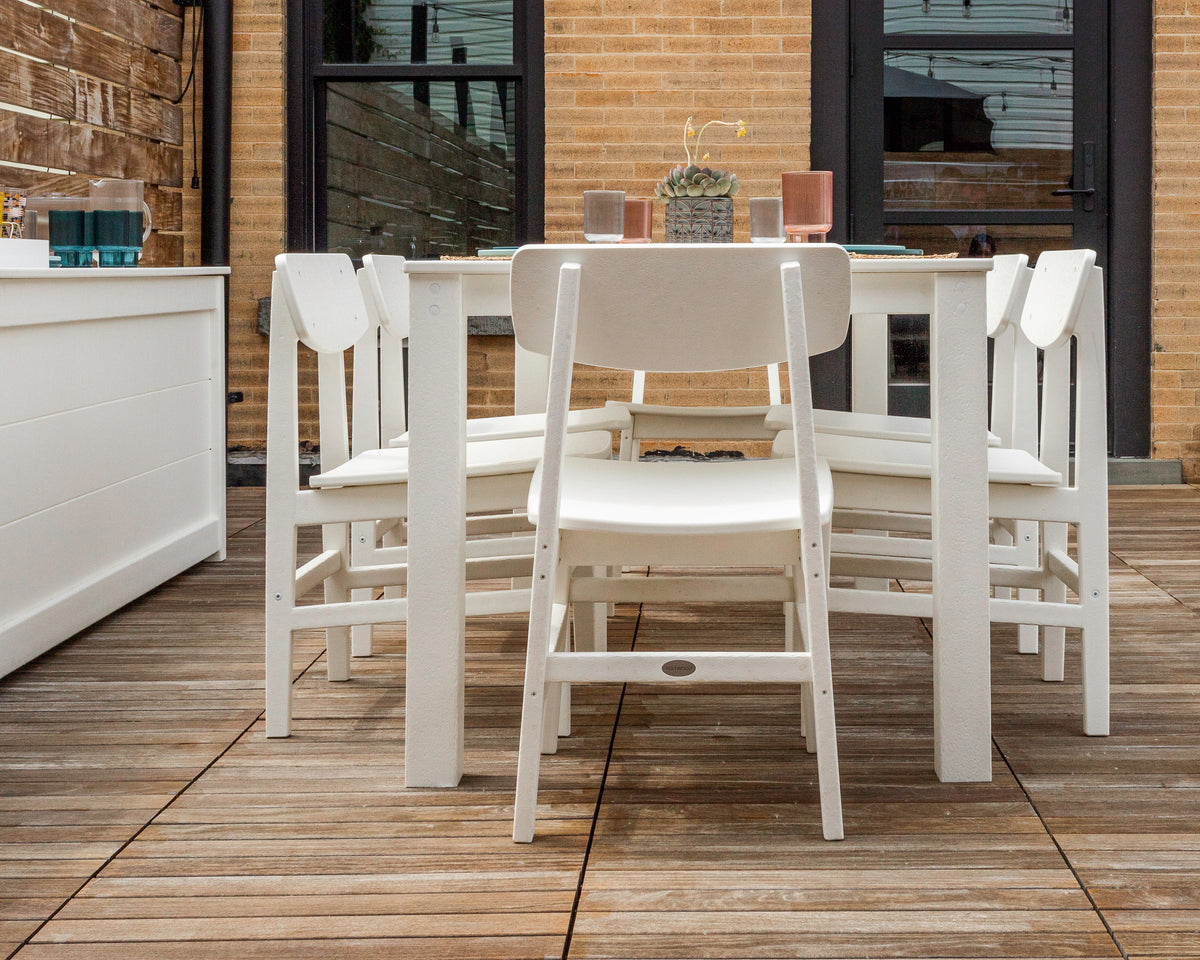Lifestyle photo of the POLYWOOD Modern Studio Urban Chair 7-Piece Parsons Table Dining Set