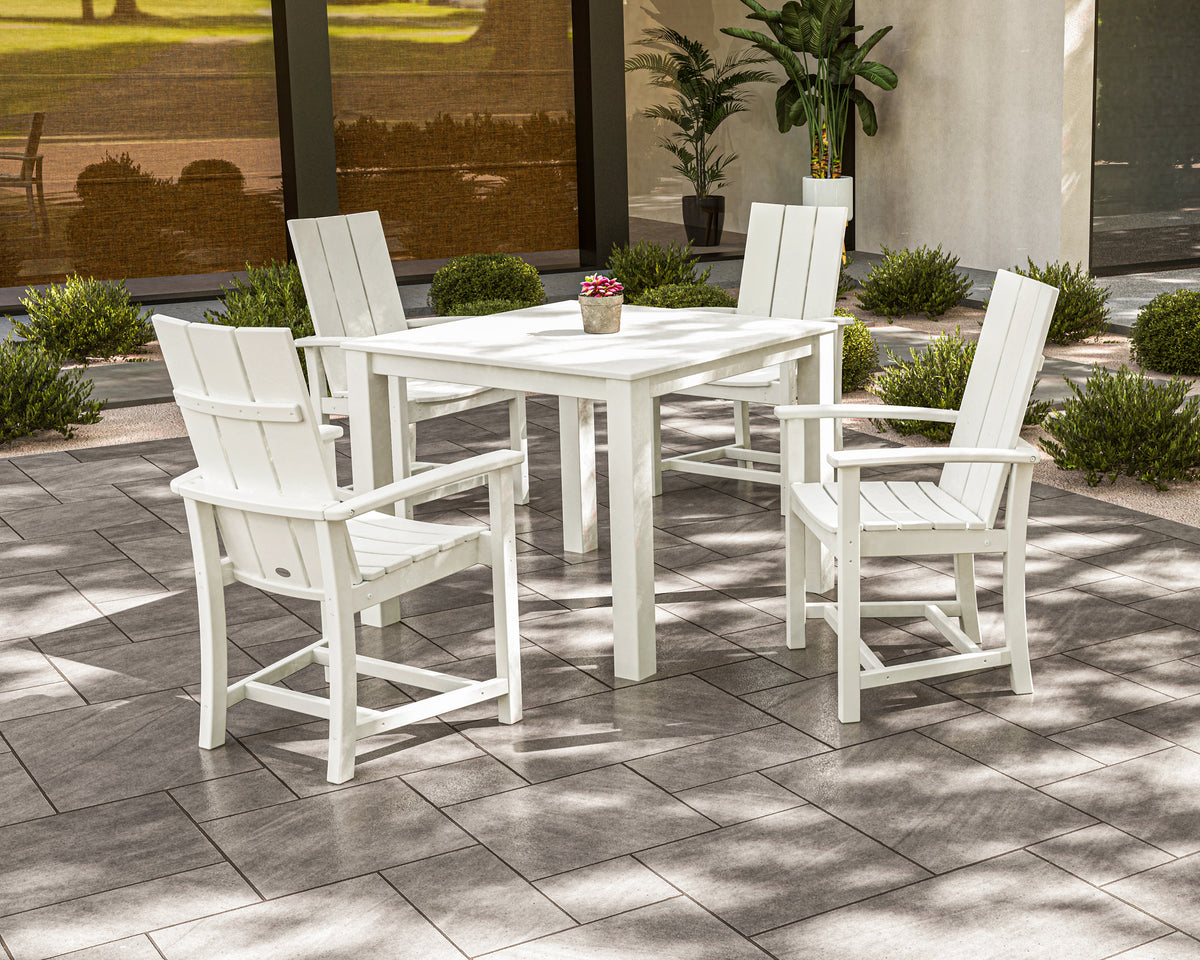 Lifestyle photo of the POLYWOOD Modern Adirondack 5-Piece Parsons Dining Set