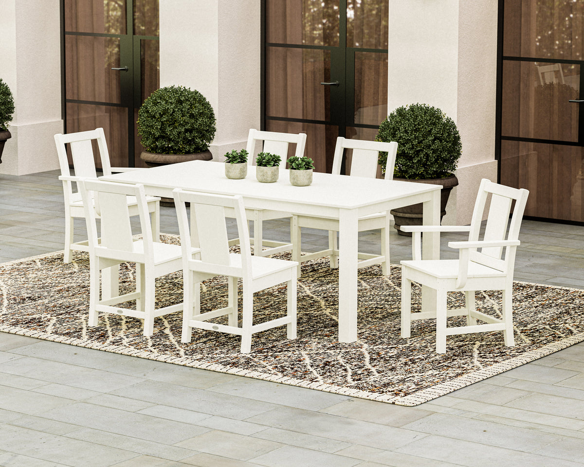 Lifestyle photo of the POLYWOOD Prairie 7-Piece Parsons Dining Set