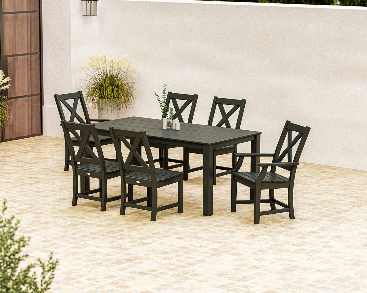 Lifestyle photo of the POLYWOOD Braxton 7-Piece Parsons Dining Set
