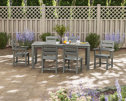 Lifestyle photo of the POLYWOOD Lakeside 7-Piece Parsons Dining Set