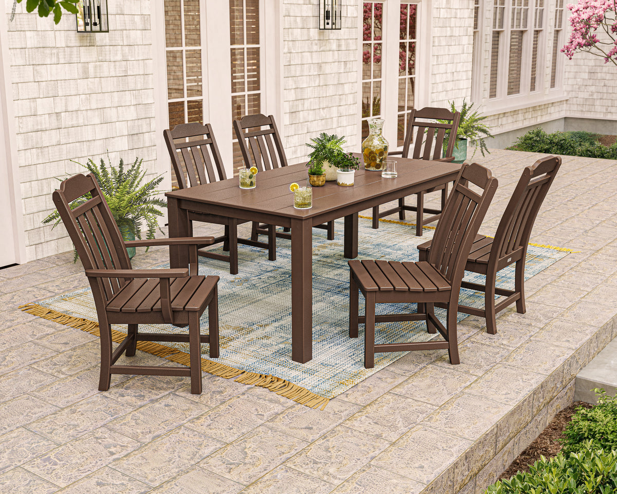Lifestyle photo of the POLYWOOD Cottage 7-Piece Parsons Dining Set