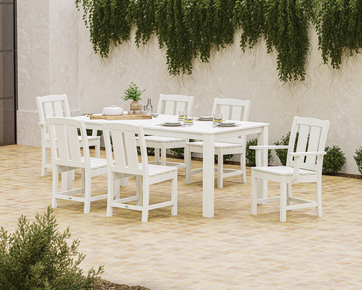 Lifestyle photo of the POLYWOOD Mission 7-Piece Parsons Dining Set