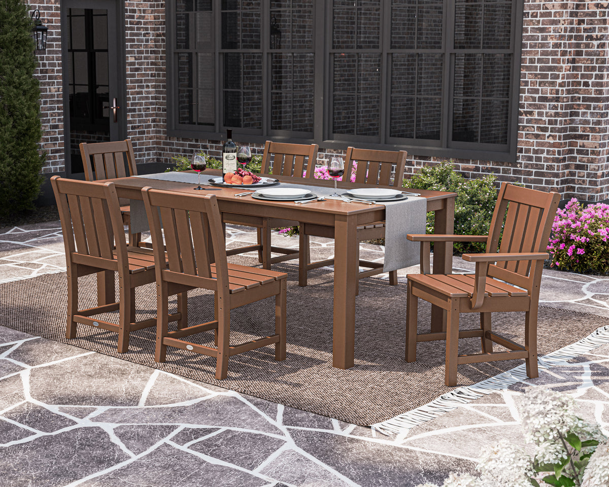 Lifestyle photo of the POLYWOOD Oxford 7-Piece Parsons Dining Set