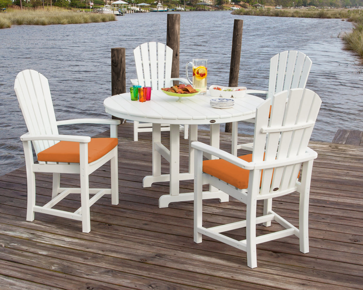 Lifestyle photo of the POLYWOOD Palm Coast 5-Piece Round Farmhouse Dining Set
