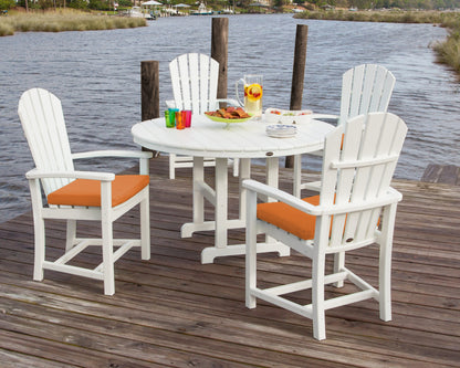 Lifestyle photo of the POLYWOOD Palm Coast 5-Piece Round Farmhouse Dining Set