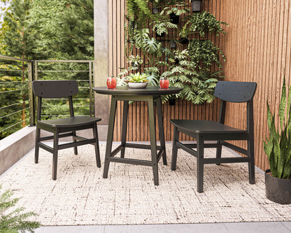 Lifestyle photo of the POLYWOOD Modern Studio Urban Chair 3-Piece Round Bistro Dining Set