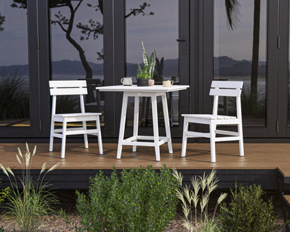 Lifestyle photo of the POLYWOOD Modern Studio Plaza Chair 3-Piece Bistro Dining Set