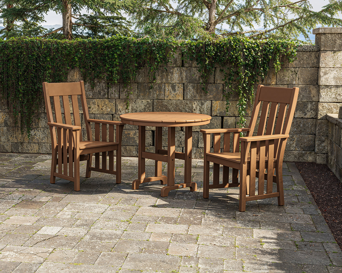 Lifestyle photo of the POLYWOOD Acadia 3-Piece Farmhouse Dining Set