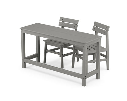 Angled view from the POLYWOOD Modern Studio Plaza Chair 3-Piece Balcony Set in Slate Grey