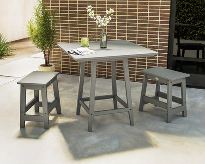 Lifestyle photo of the POLYWOOD Modern Studio Stool 3-Piece Square Bistro Set