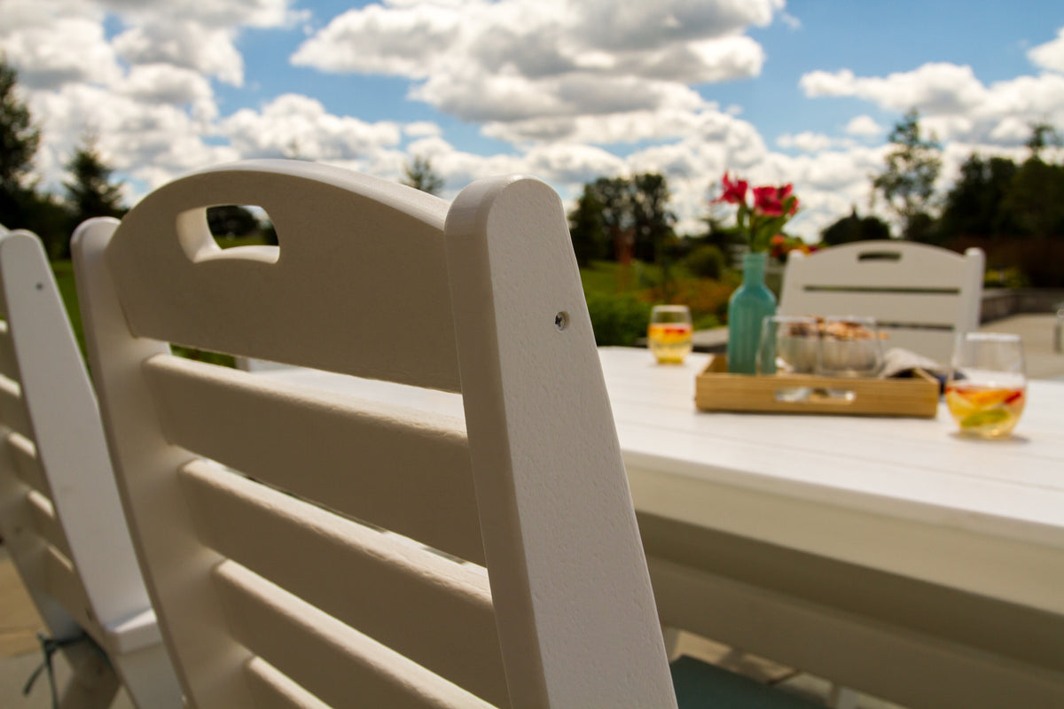 Detail photo of the POLYWOOD Nautical Folding Highback Chair 7-Piece Dining Set with Trestle Legs