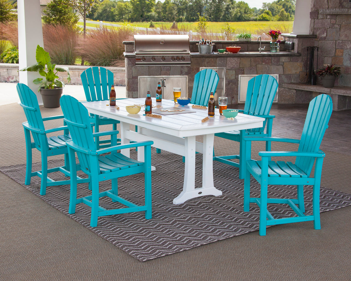 Lifestyle photo of the POLYWOOD Palm Coast 7-Piece Dining Set with Trestle Legs