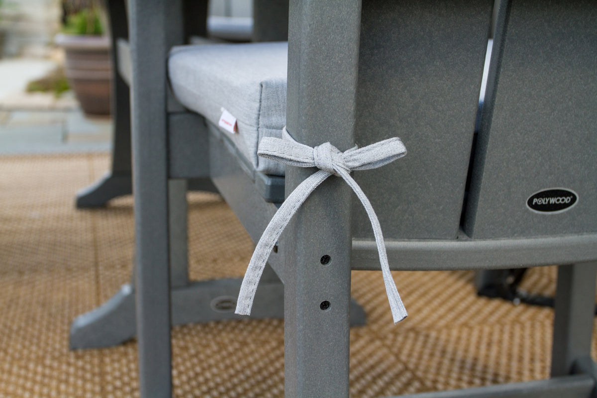 Detail photo of the POLYWOOD Modern Adirondack 7-Piece Farmhouse Dining Set with Trestle Legs
