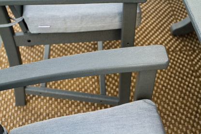 Detail photo of the POLYWOOD Modern Adirondack 7-Piece Farmhouse Dining Set with Trestle Legs