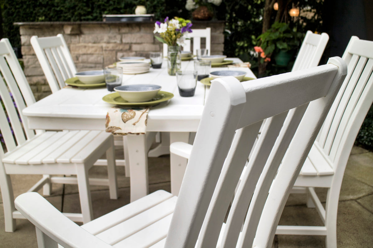 Detail photo of the POLYWOOD Vineyard 7-Piece Dining Set with Trestle Legs