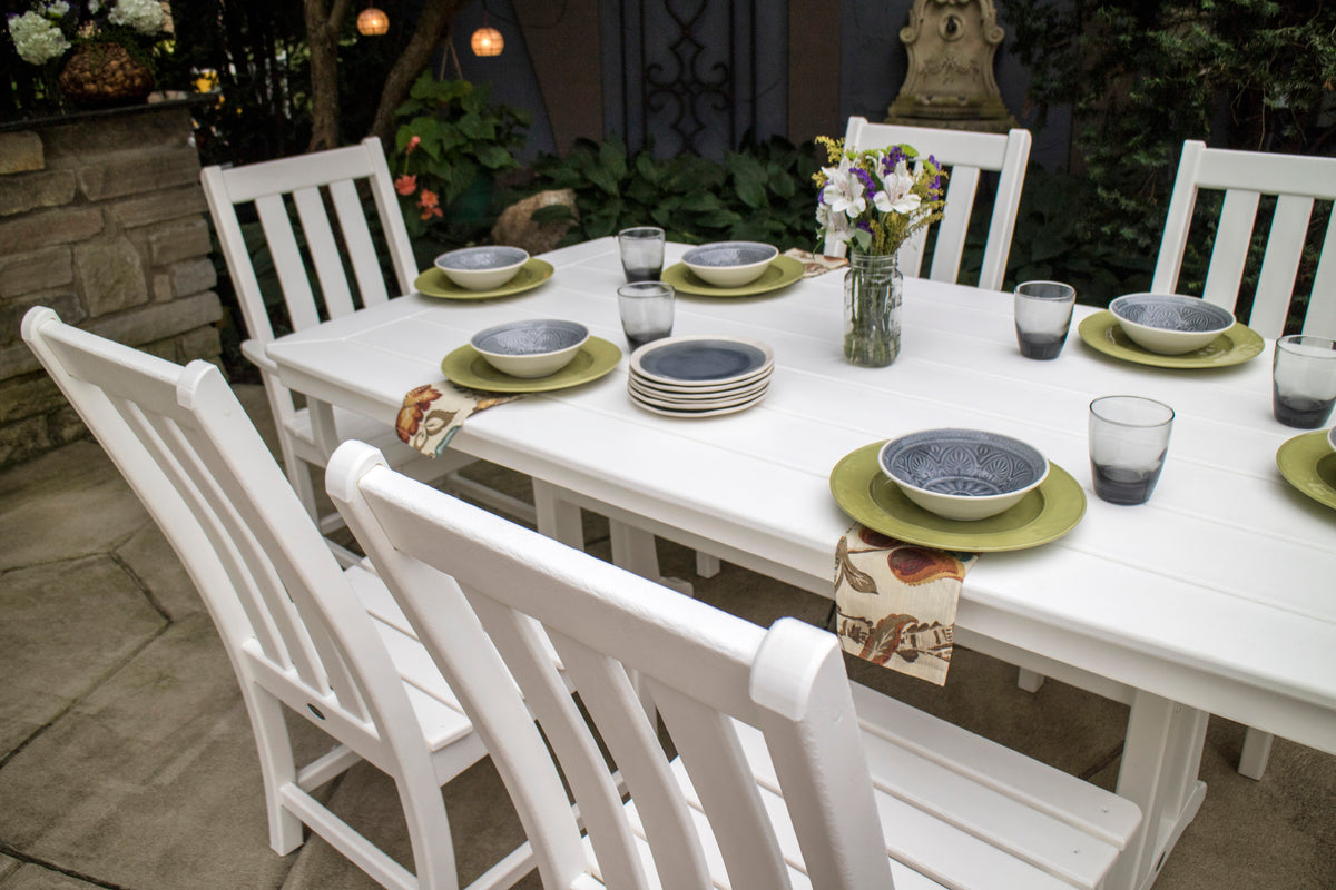 Detail photo of the POLYWOOD Vineyard 7-Piece Dining Set with Trestle Legs