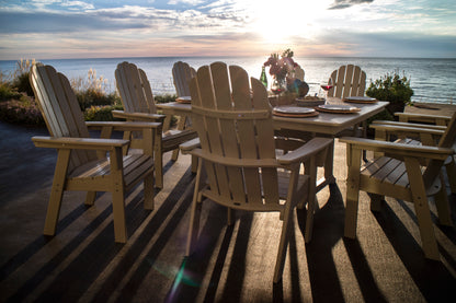 Detail photo of the POLYWOOD Vineyard Curveback Adirondack 9-Piece Nautical Trestle Dining Set
