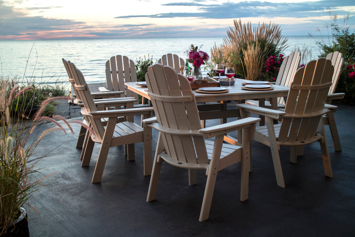 Detail photo of the POLYWOOD Vineyard Curveback Adirondack 9-Piece Nautical Trestle Dining Set