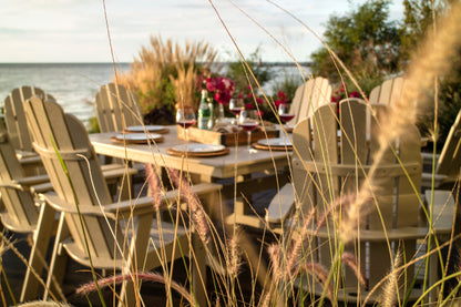 Detail photo of the POLYWOOD Vineyard Curveback Adirondack 9-Piece Nautical Trestle Dining Set