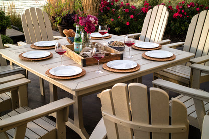 Detail photo of the POLYWOOD Vineyard Curveback Adirondack 9-Piece Nautical Trestle Dining Set