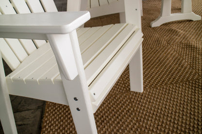 Detail photo of the POLYWOOD Nautical Curveback Adirondack 7-Piece Dining Set with Trestle Legs