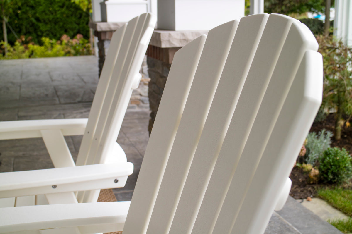 Detail photo of the POLYWOOD Nautical Curveback Adirondack 7-Piece Dining Set with Trestle Legs
