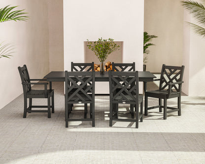 Lifestyle photo of the POLYWOOD Chippendale 7-Piece Farmhouse Dining Set