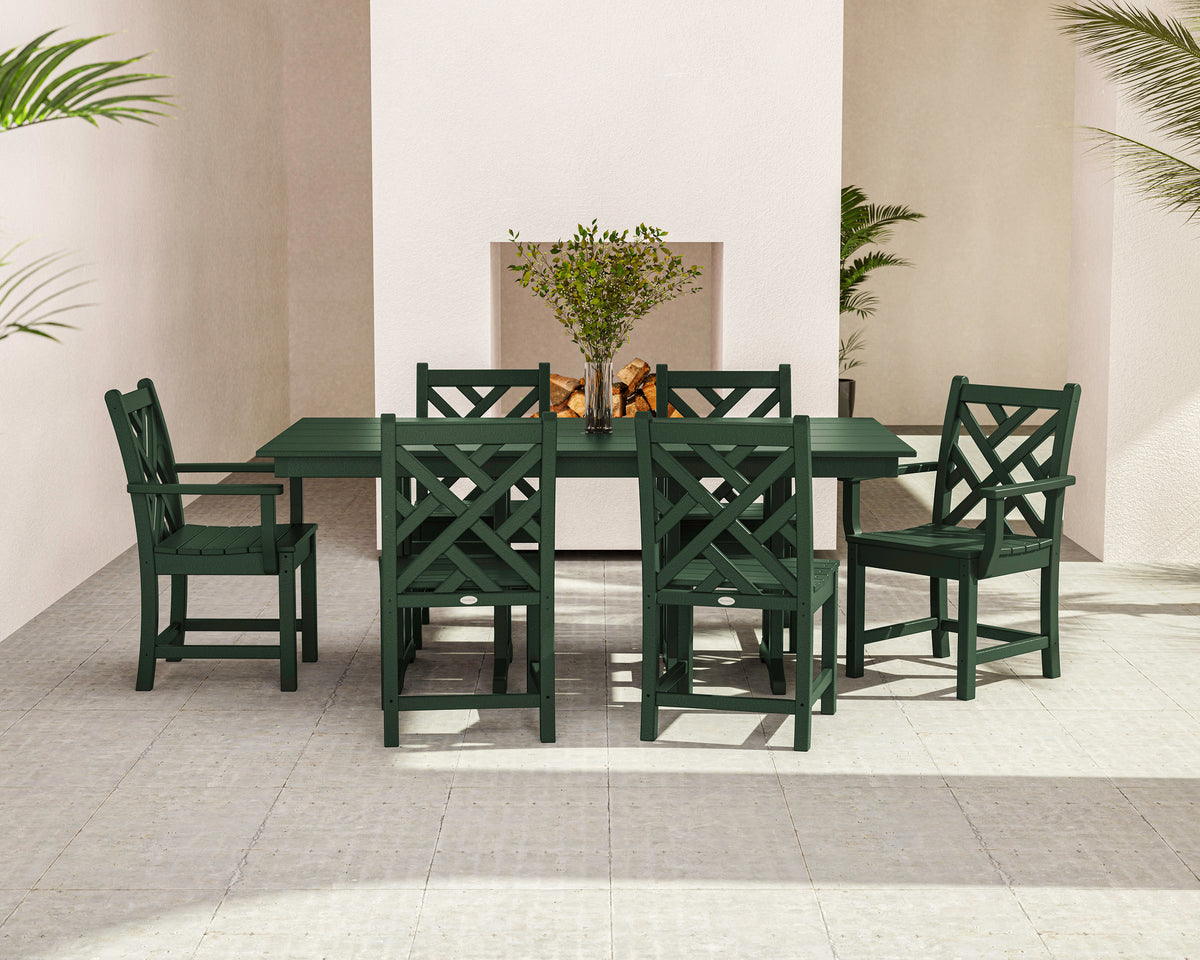 Lifestyle photo of the POLYWOOD Chippendale 7-Piece Farmhouse Dining Set