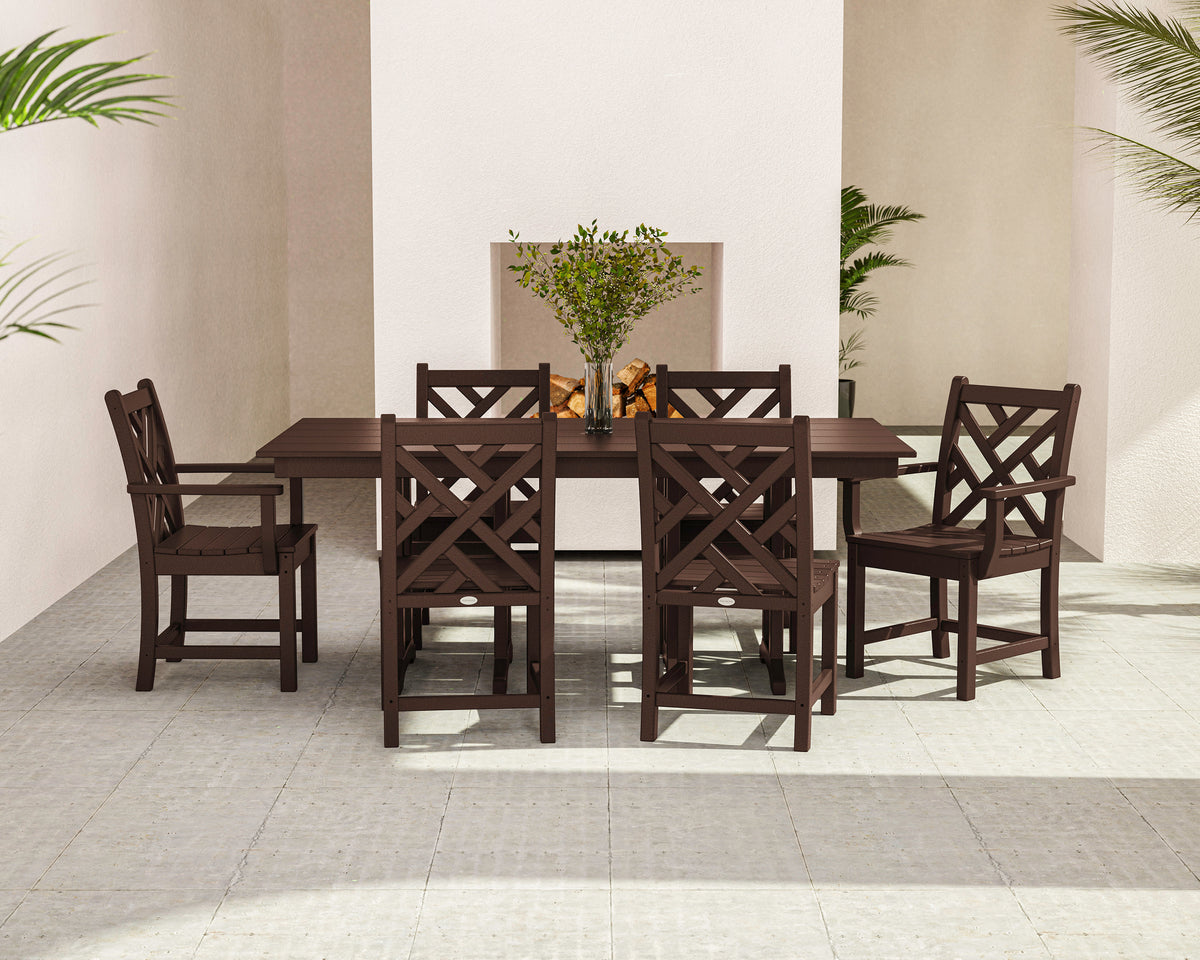 Lifestyle photo of the POLYWOOD Chippendale 7-Piece Farmhouse Dining Set